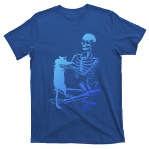 Skeleton Holding A Cagift Lazy Halloween Costume Skull Gift T-Shirt