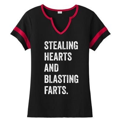 Stealing Hearts And Blasting Farts Ladies Halftime Notch Neck Tee