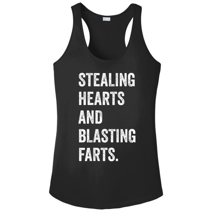 Stealing Hearts And Blasting Farts Ladies PosiCharge Competitor Racerback Tank