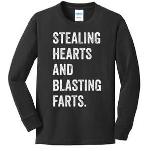 Stealing Hearts And Blasting Farts Kids Long Sleeve Shirt