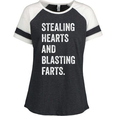 Stealing Hearts And Blasting Farts Enza Ladies Jersey Colorblock Tee