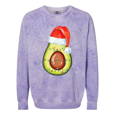 Santa Hat Avocado Merry Christmas Vegan Pajama Gift Colorblast Crewneck Sweatshirt