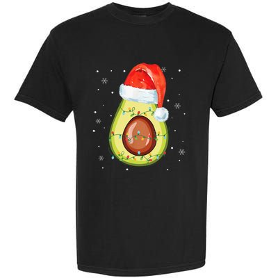 Santa Hat Avocado Merry Christmas Vegan Pajama Gift Garment-Dyed Heavyweight T-Shirt