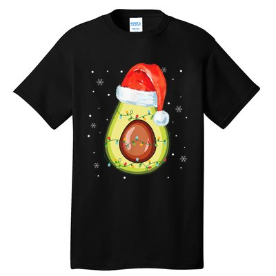 Santa Hat Avocado Merry Christmas Vegan Pajama Gift Tall T-Shirt