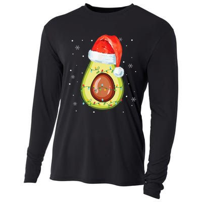 Santa Hat Avocado Merry Christmas Vegan Pajama Gift Cooling Performance Long Sleeve Crew