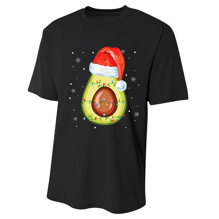 Santa Hat Avocado Merry Christmas Vegan Pajama Gift Performance Sprint T-Shirt