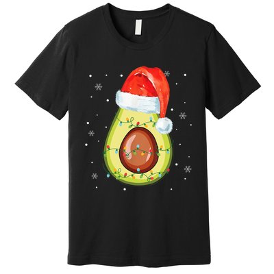 Santa Hat Avocado Merry Christmas Vegan Pajama Gift Premium T-Shirt