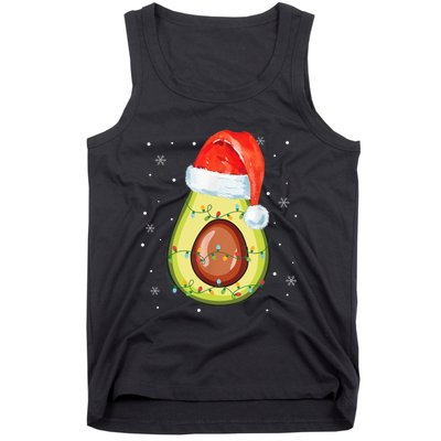 Santa Hat Avocado Merry Christmas Vegan Pajama Gift Tank Top