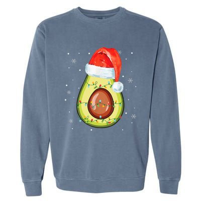 Santa Hat Avocado Merry Christmas Vegan Pajama Gift Garment-Dyed Sweatshirt