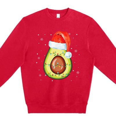 Santa Hat Avocado Merry Christmas Vegan Pajama Gift Premium Crewneck Sweatshirt