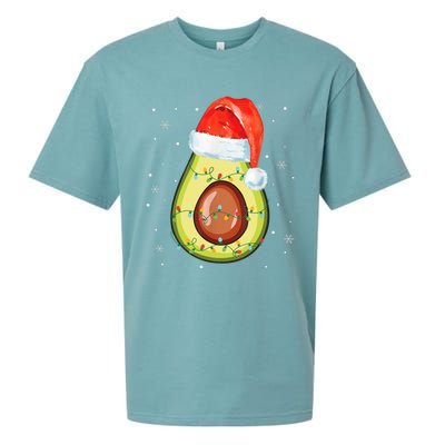 Santa Hat Avocado Merry Christmas Vegan Pajama Gift Sueded Cloud Jersey T-Shirt