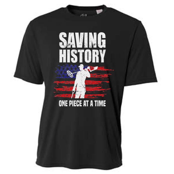 Saving History American Flag Usa Funny Metal Detecting Cooling Performance Crew T-Shirt