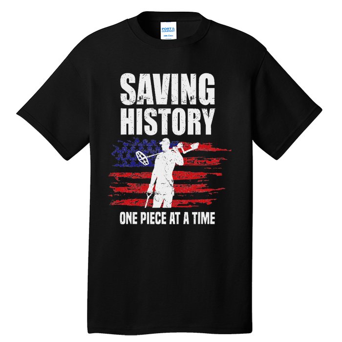 Saving History American Flag Usa Funny Metal Detecting Tall T-Shirt