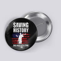 Saving History American Flag Usa Funny Metal Detecting Button