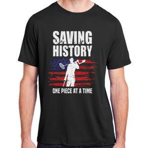 Saving History American Flag Usa Funny Metal Detecting Adult ChromaSoft Performance T-Shirt