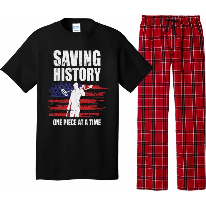 Saving History American Flag Usa Funny Metal Detecting Pajama Set