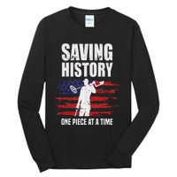 Saving History American Flag Usa Funny Metal Detecting Tall Long Sleeve T-Shirt