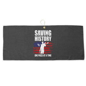 Saving History American Flag Usa Funny Metal Detecting Large Microfiber Waffle Golf Towel