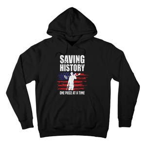 Saving History American Flag Usa Funny Metal Detecting Tall Hoodie