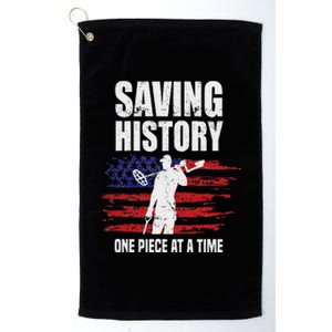 Saving History American Flag Usa Funny Metal Detecting Platinum Collection Golf Towel