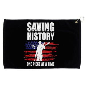 Saving History American Flag Usa Funny Metal Detecting Grommeted Golf Towel