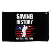 Saving History American Flag Usa Funny Metal Detecting Grommeted Golf Towel