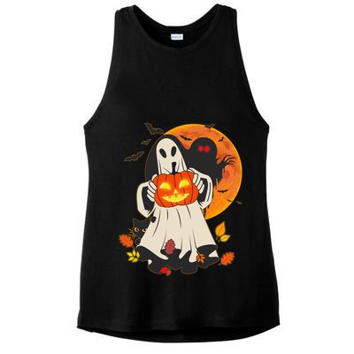 Spooky Halloween Autumn Ghost Jackolantern Ladies PosiCharge Tri-Blend Wicking Tank