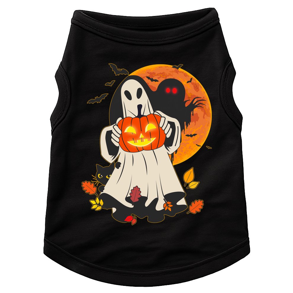 Spooky Halloween Autumn Ghost Jackolantern Doggie Tank