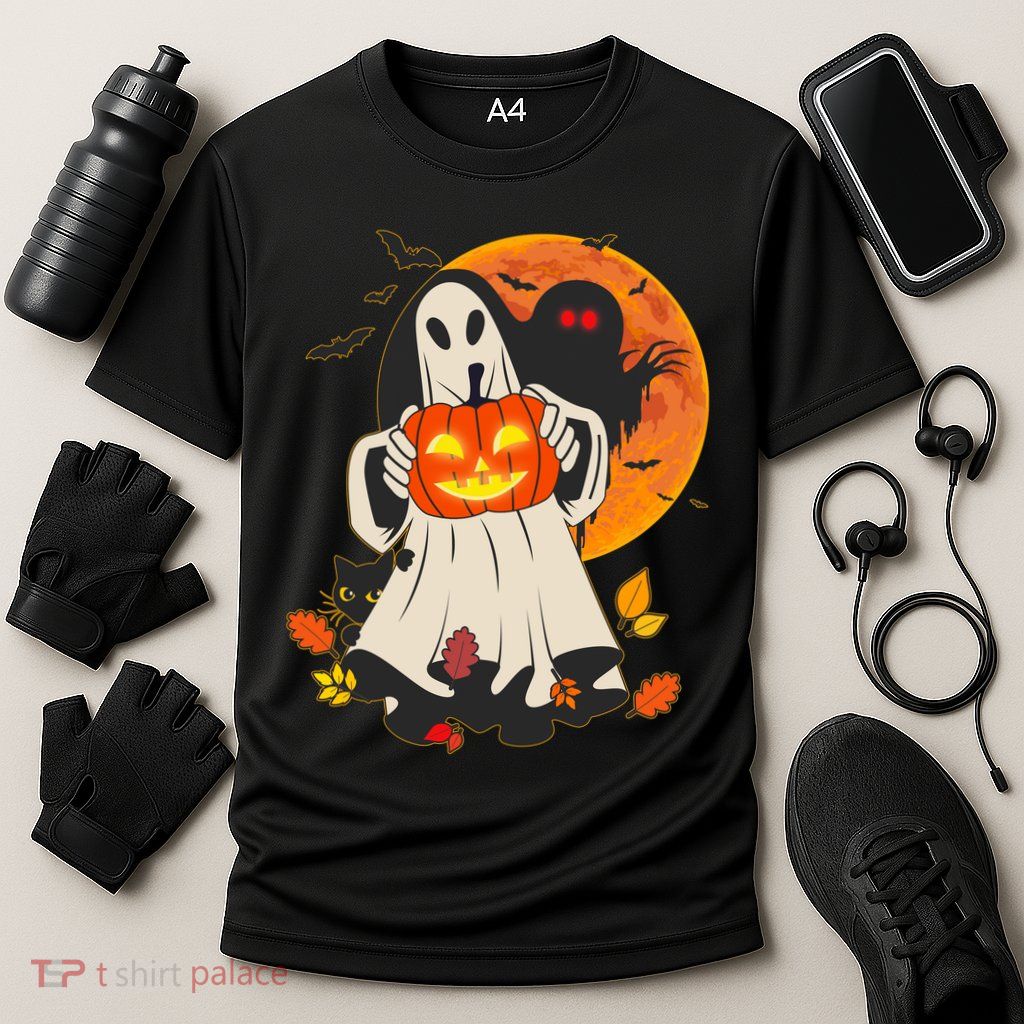 Spooky Halloween Autumn Ghost Jackolantern Performance Shirt