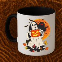 Spooky Halloween Autumn Ghost Jackolantern Mug