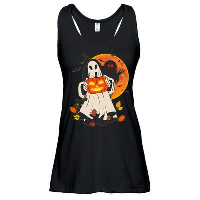 Spooky Halloween Autumn Ghost Jackolantern Ladies Essential Flowy Tank