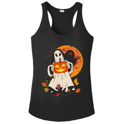 Spooky Halloween Autumn Ghost Jackolantern Ladies PosiCharge Competitor Racerback Tank