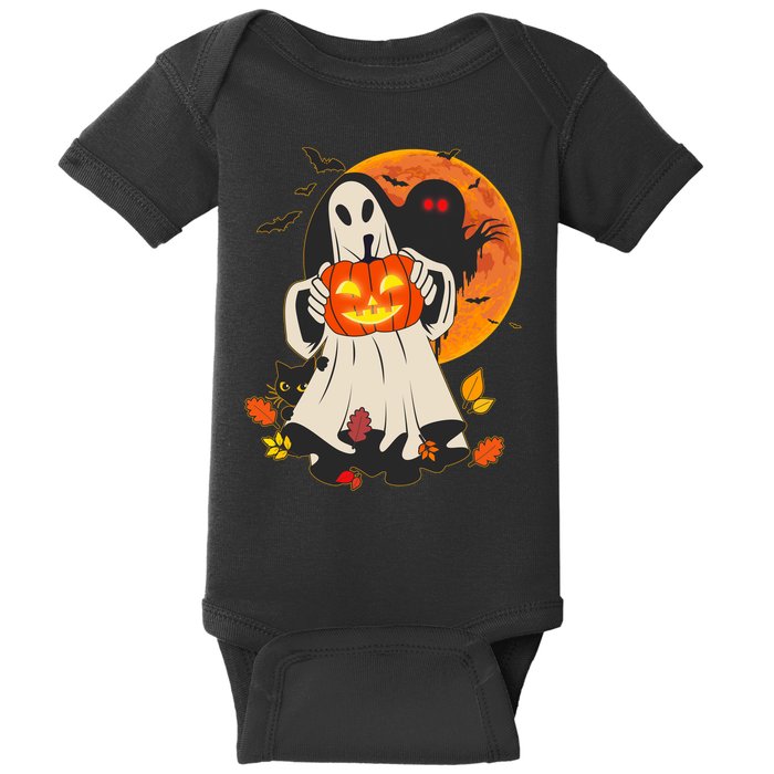 Spooky Halloween Autumn Ghost Jackolantern Baby Bodysuit