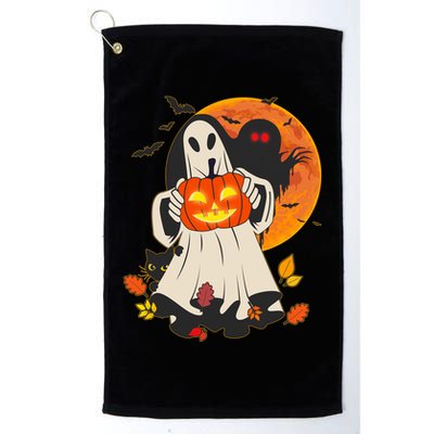 Spooky Halloween Autumn Ghost Jackolantern Golf Towel