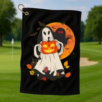 Spooky Halloween Autumn Ghost Jackolantern Golf Towel