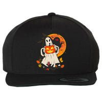 Spooky Halloween Autumn Ghost Jackolantern Wool Snapback Cap