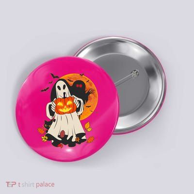 Spooky Halloween Autumn Ghost Jackolantern Button