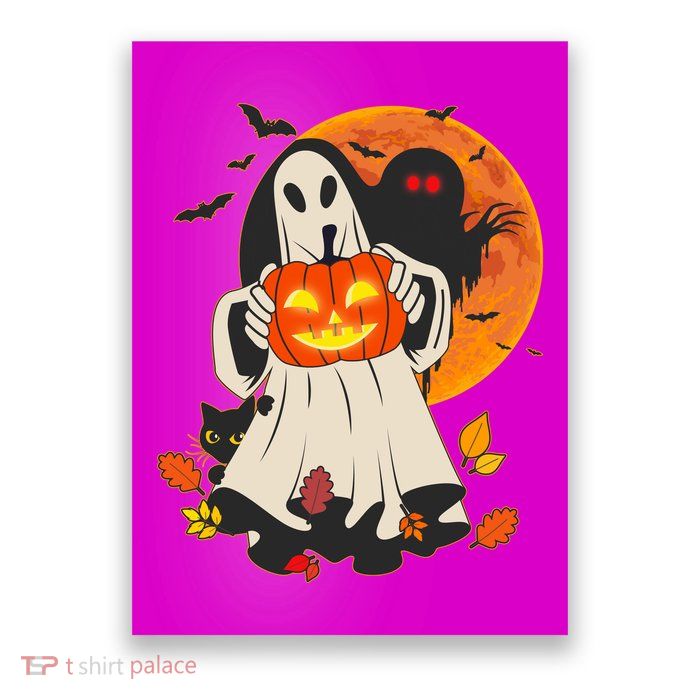 Spooky Halloween Autumn Ghost Jackolantern Poster