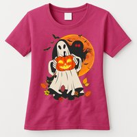 Spooky Halloween Autumn Ghost Jackolantern Womens T-Shirt