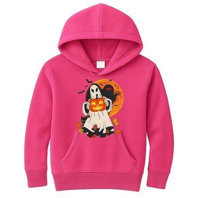 Spooky Halloween Autumn Ghost Jackolantern Kids Hoodie