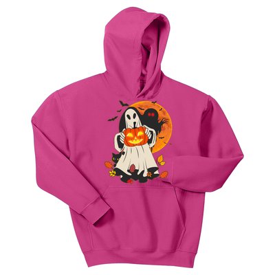 Spooky Halloween Autumn Ghost Jackolantern Kids Hoodie