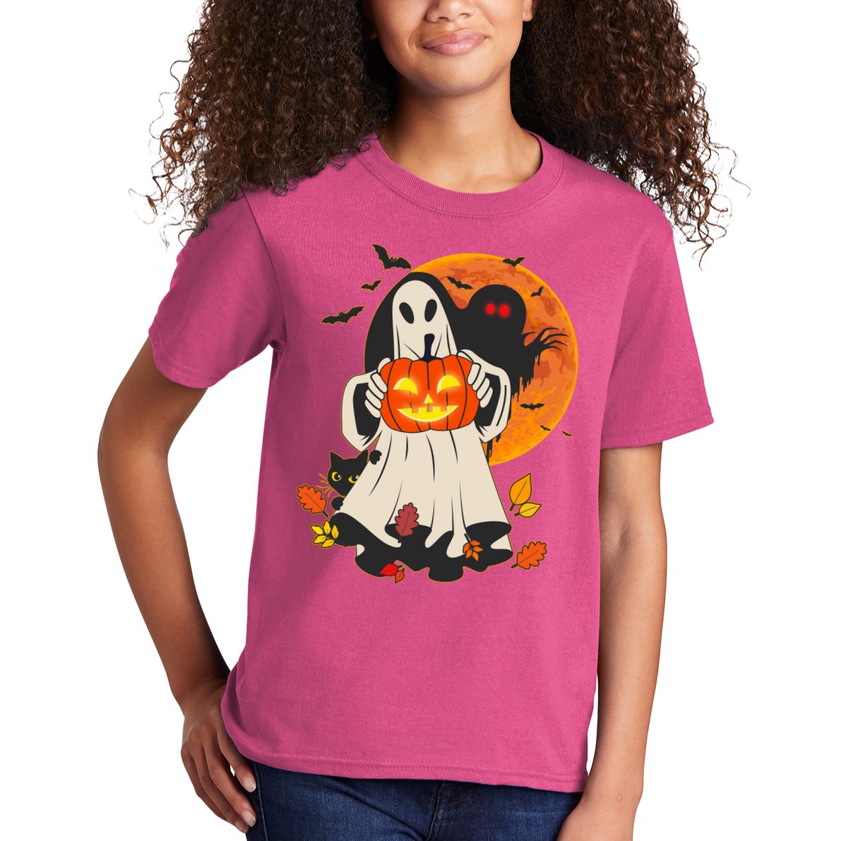 Spooky Halloween Autumn Ghost Jackolantern Kids T-Shirt