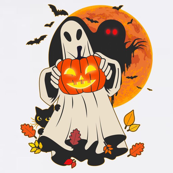 Spooky Halloween Autumn Ghost Jackolantern Garment-Dyed Sweatshirt