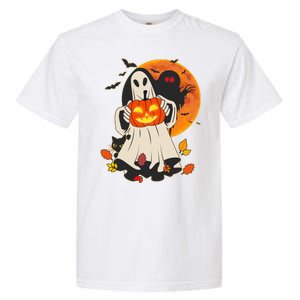 Spooky Halloween Autumn Ghost Jackolantern Garment-Dyed Heavyweight T-Shirt