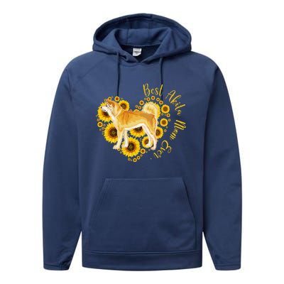 Sunflower Heart Akita Mom, Women's Day Gift Performance Fleece Hoodie