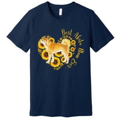 Sunflower Heart Akita Mom, Women's Day Gift Premium T-Shirt