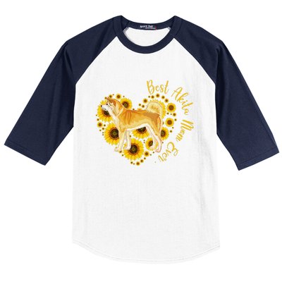 Sunflower Heart Akita Mom, Women's Day Gift Baseball Sleeve Shirt