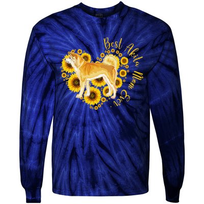 Sunflower Heart Akita Mom, Women's Day Gift Tie-Dye Long Sleeve Shirt