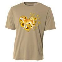 Sunflower Heart Akita Mom, Women's Day Gift Cooling Performance Crew T-Shirt