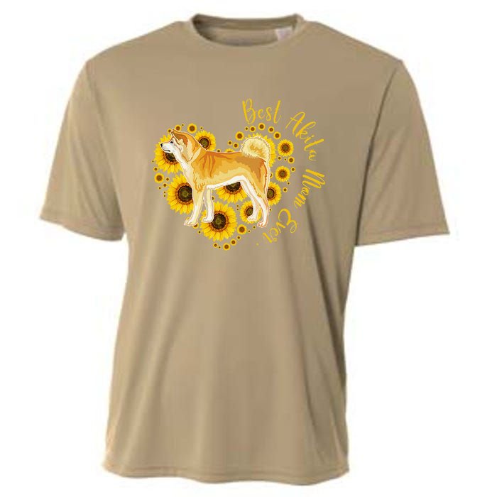 Sunflower Heart Akita Mom, Women's Day Gift Cooling Performance Crew T-Shirt